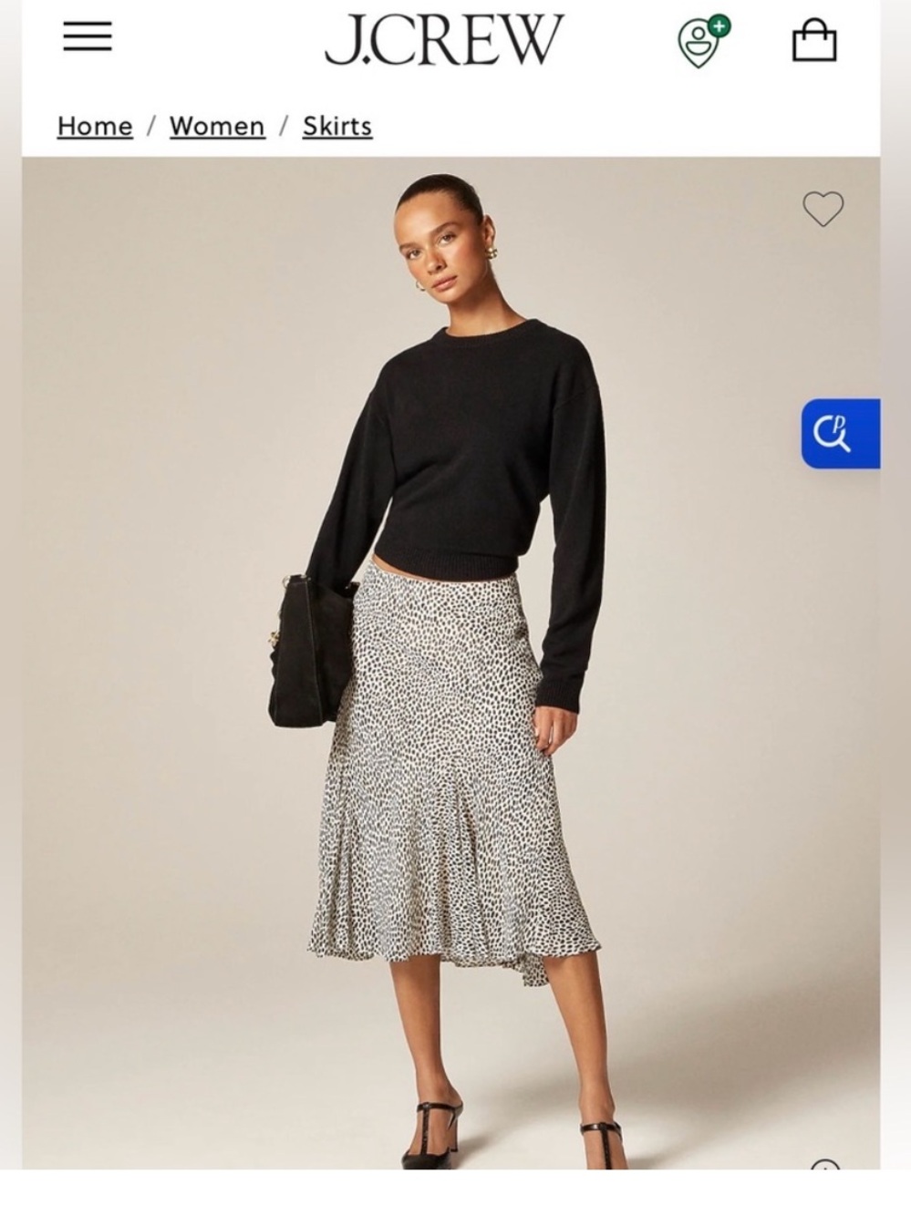 J Crew Gwyneth flounce hem slip skirt in spot print chiffon size Large